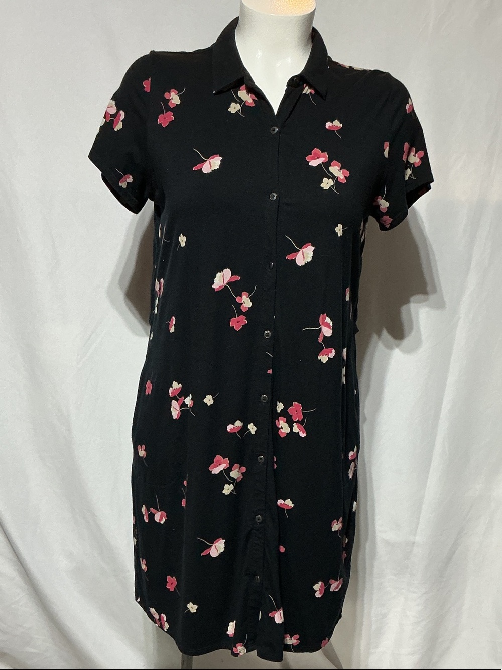 J. Jill Black Dress with Pink Floral Print Sz L